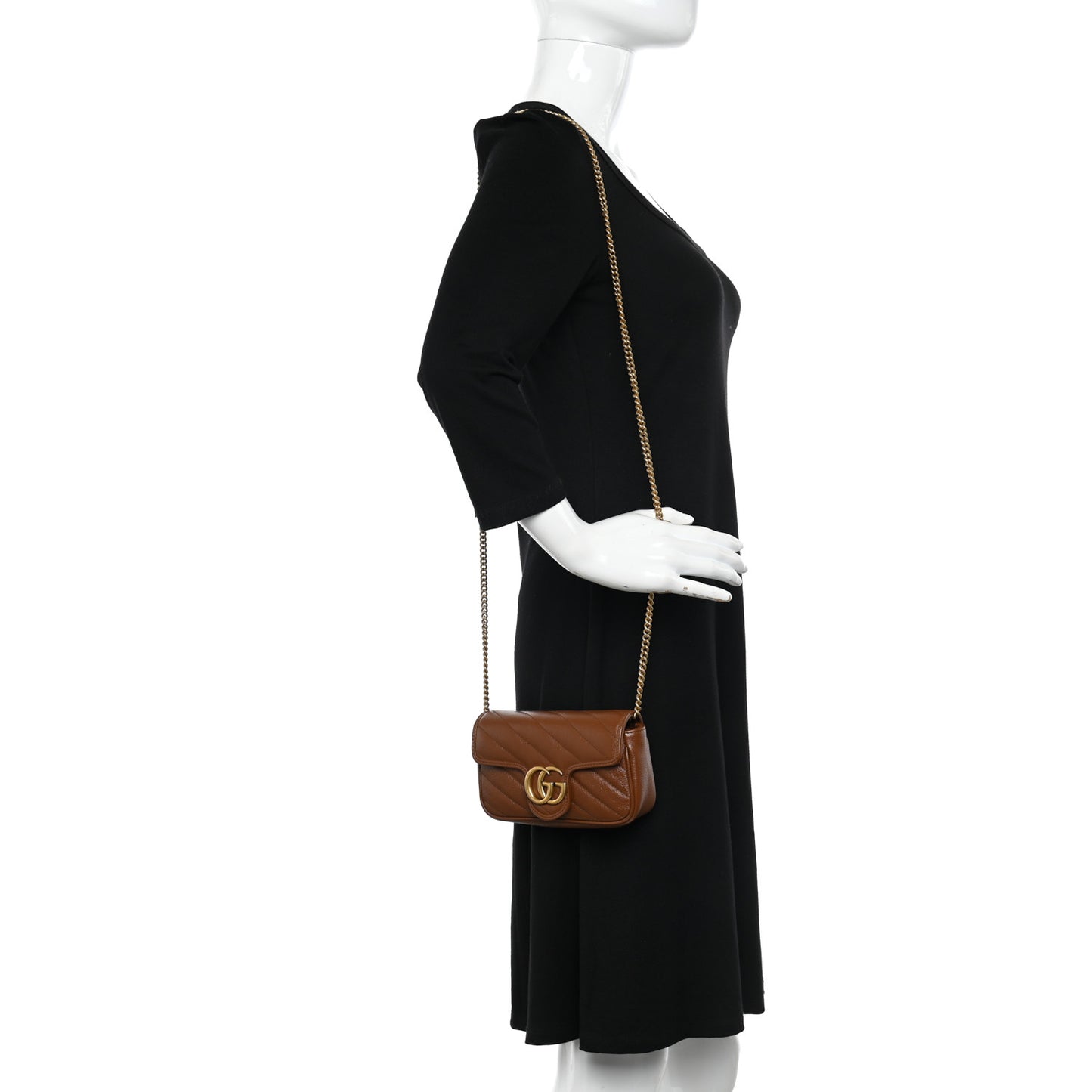 Azalea Calfskin Matelasse Diagonal Super Mini GG Marmont Shoulder Bag Cuir