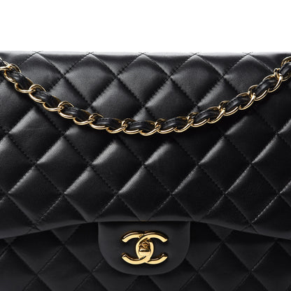 Chanel Lambskin Quilted Jumbo Double Flap Black 15 of 15