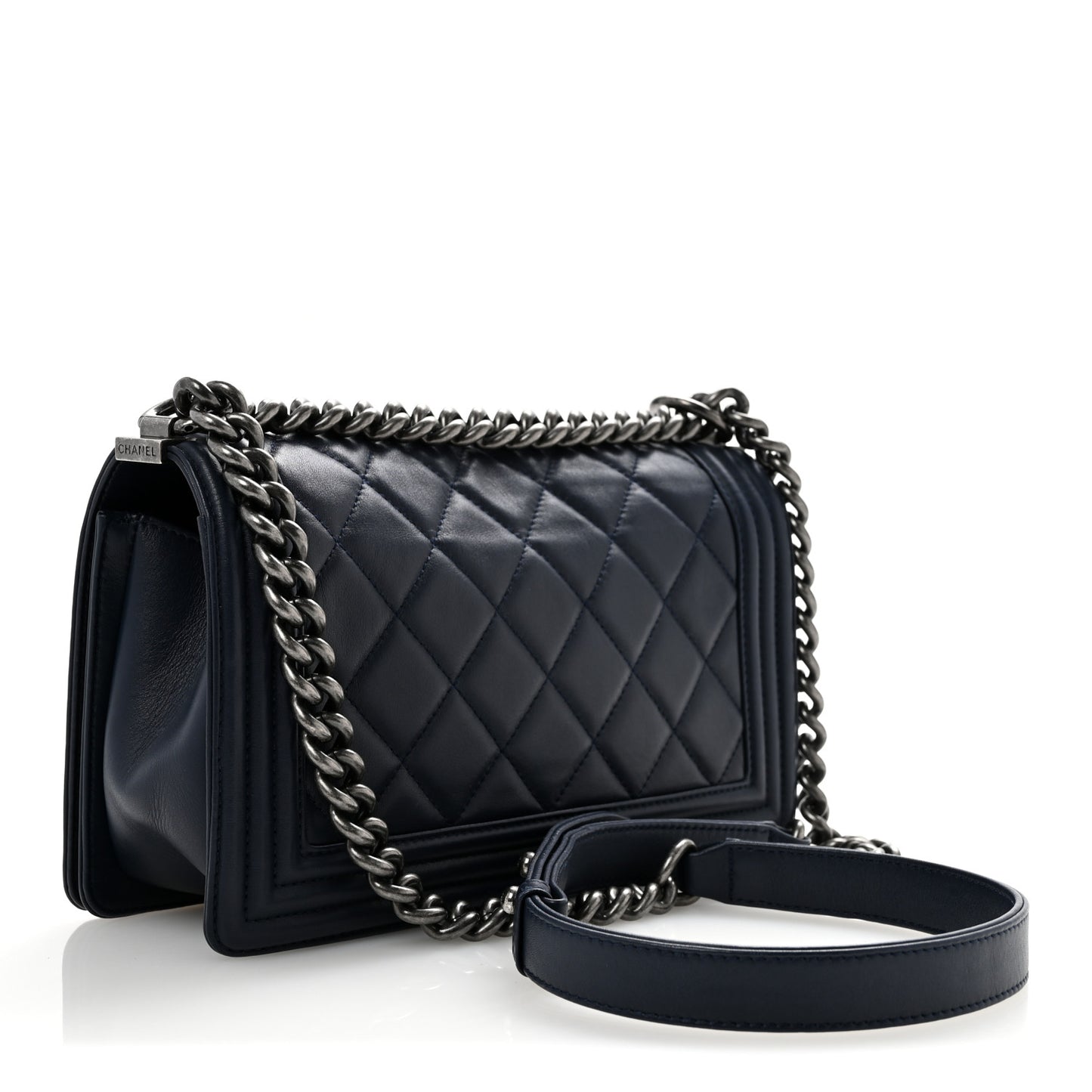 Calfskin Quilted Medium Boy Flap Navy