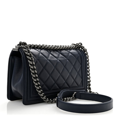 Chanel Calfskin Quilted Medium Boy Flap Navy 3 of 12