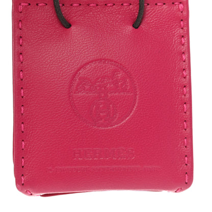 Hermes Milo Lambskin Swift Shopping Bag Charm Rose Mexico 3 of 5