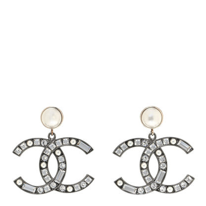 Chanel Crystal Baguette Pearl Bright Young Things CC Drop Earrings Silver 1 of 4