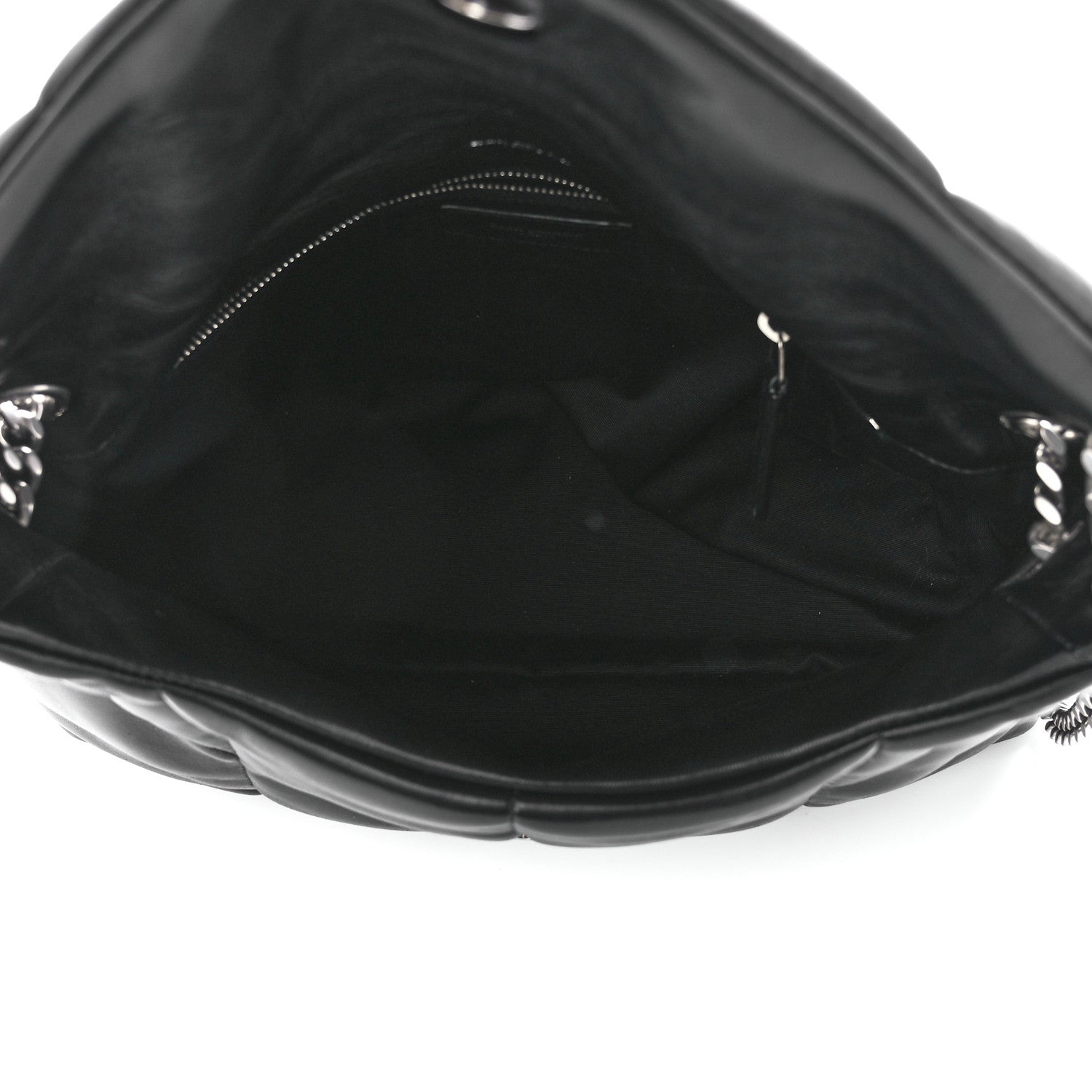 Saint Laurent Lambskin Quilted Medium Loulou Puffer Monogram Chain Satchel Black 5 of 12