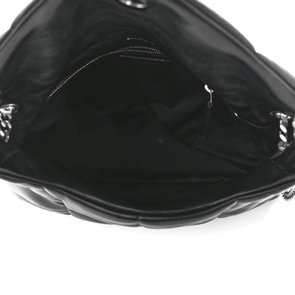 Saint Laurent Lambskin Quilted Medium Loulou Puffer Monogram Chain Satchel Black 5 of 12