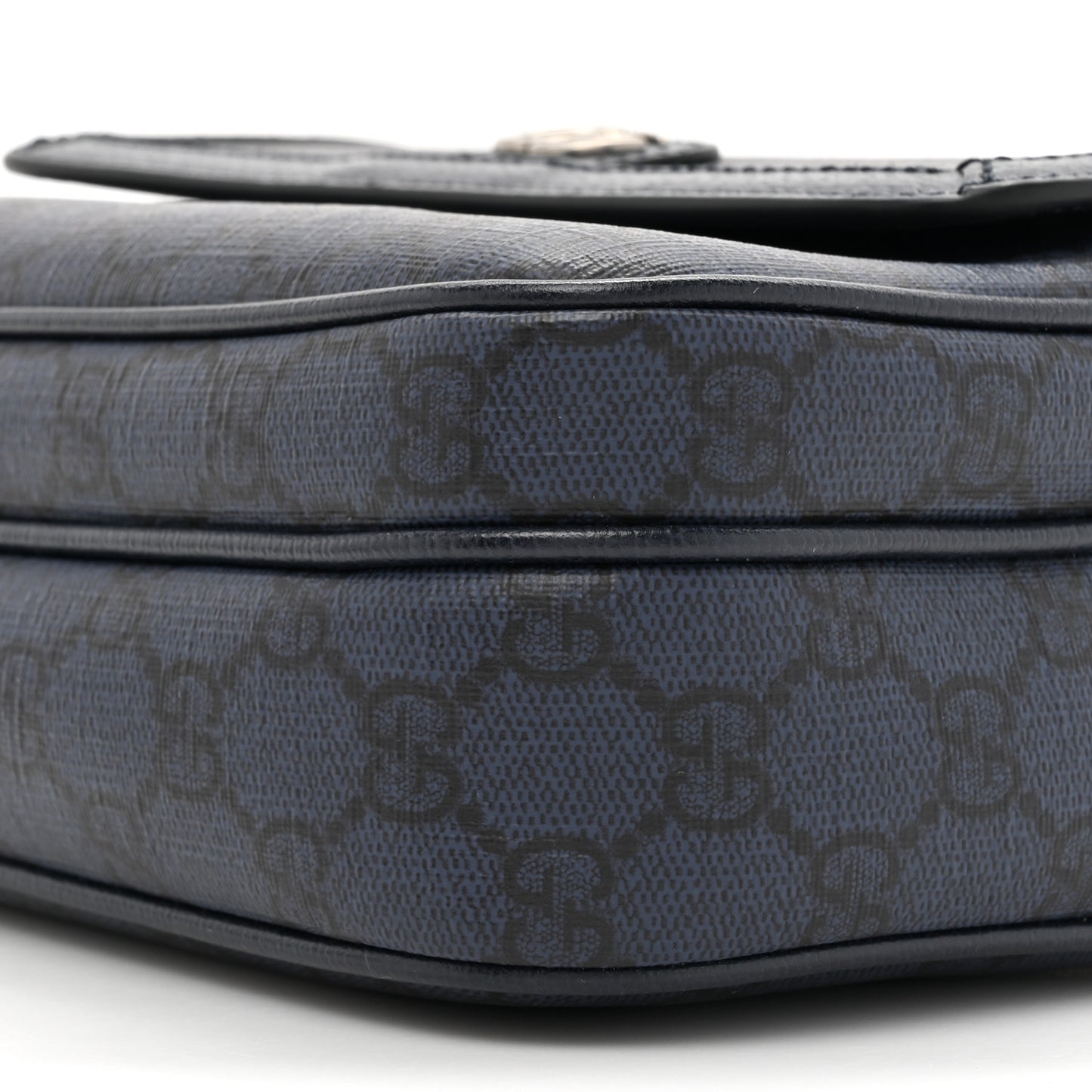 Tender GG Supreme Monogram Textured Dollar Calfskin Ophidia Small Crossbody Bag Dark Blue