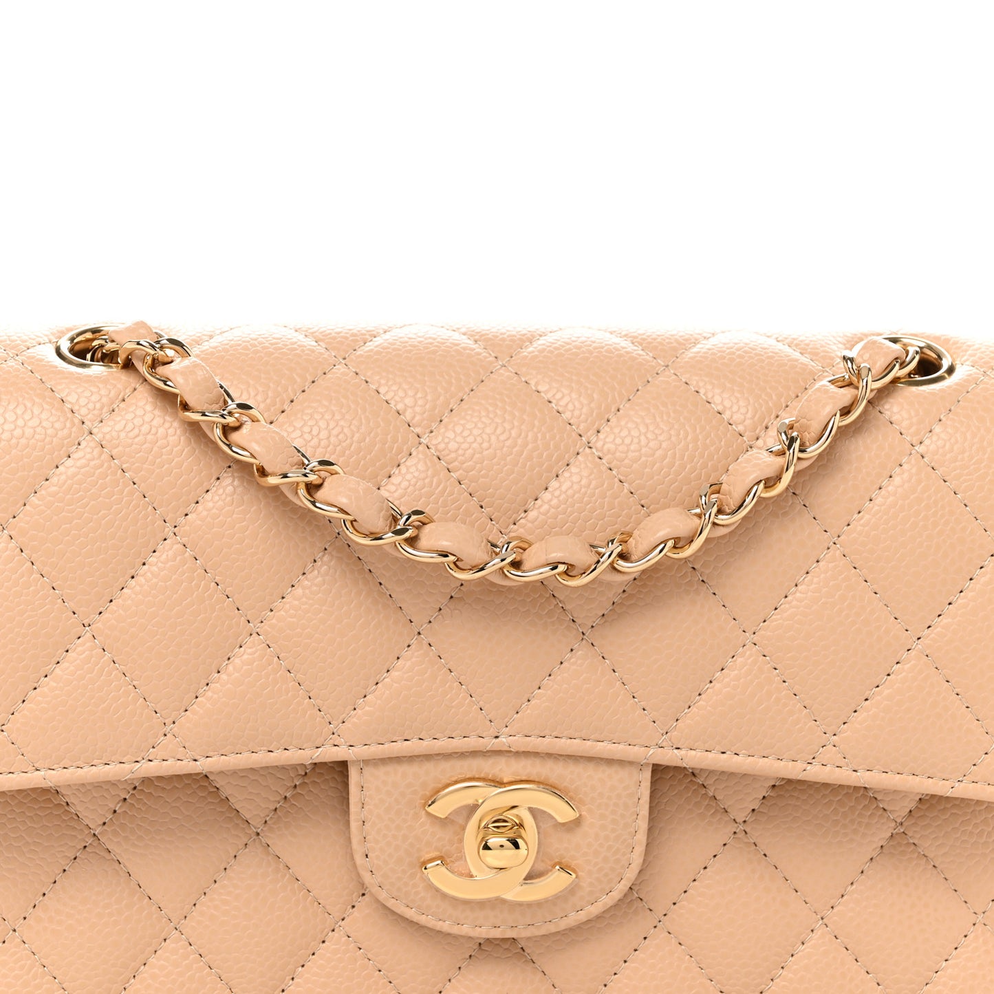 Caviar Quilted Small Double Flap Dark Beige