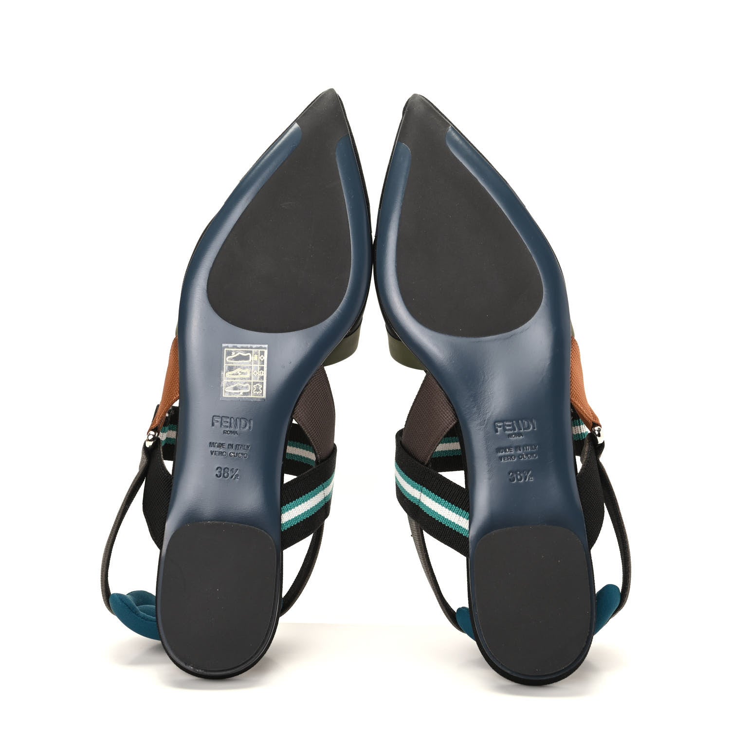 Fendi Technical Mesh Colibri Slingback Ballerina Flats 38.5 Green Multicolor 6 of 10