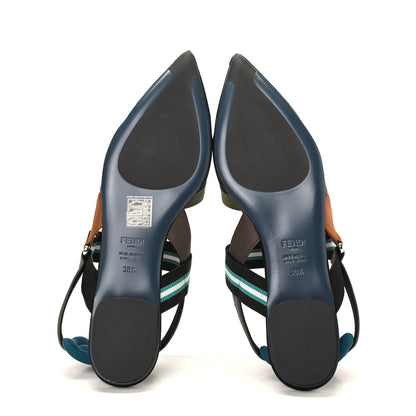 Fendi Technical Mesh Colibri Slingback Ballerina Flats 38.5 Green Multicolor 6 of 10