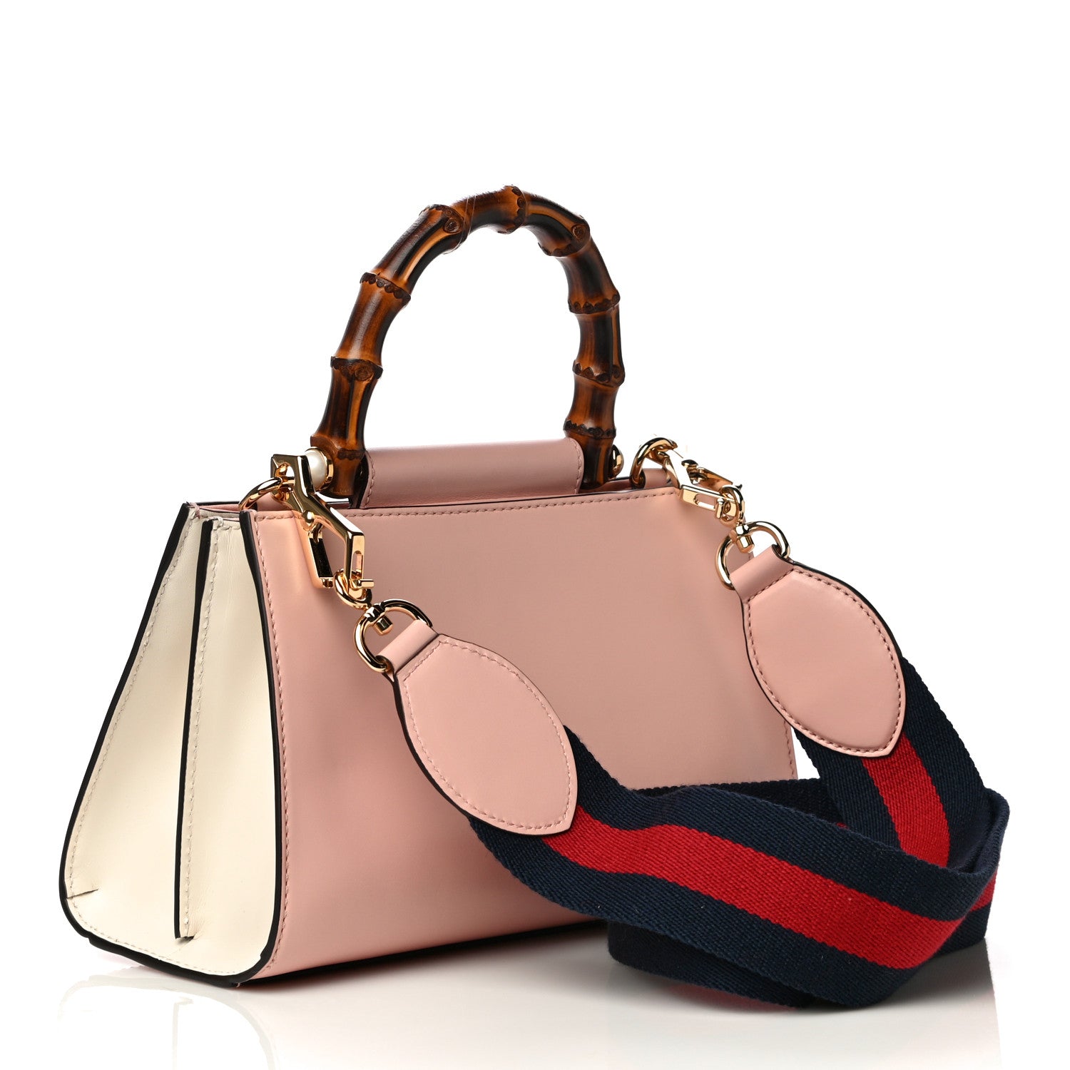 Gucci Nappa Bamboo Web Mini Nymphaea Top Handle Bag Perfect Pink Mystic White 3 of 13
