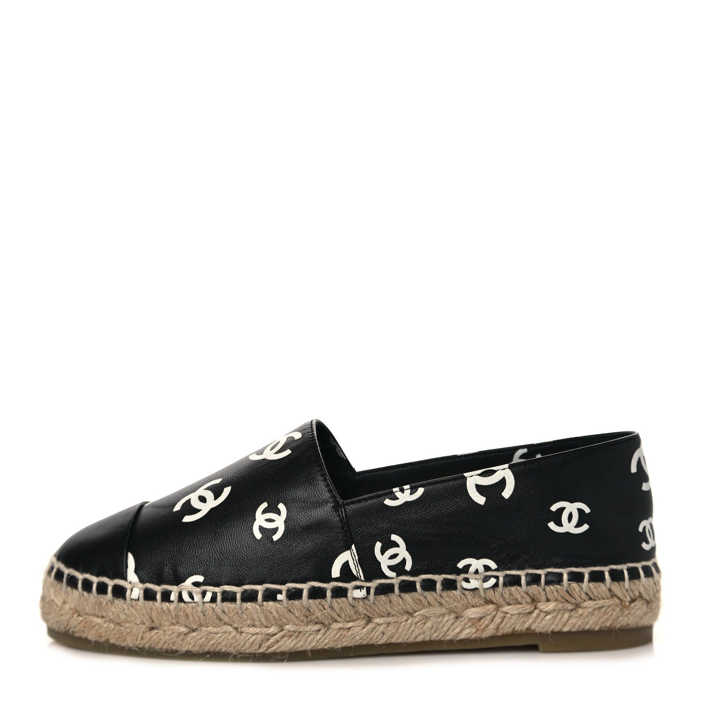 Lambskin Printed CC Espadrilles 35 Black White