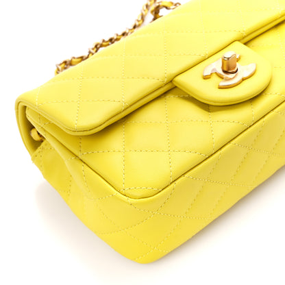 Chanel Lambskin Quilted Mini Rectangular Pearl Crush Flap Yellow 10 of 11