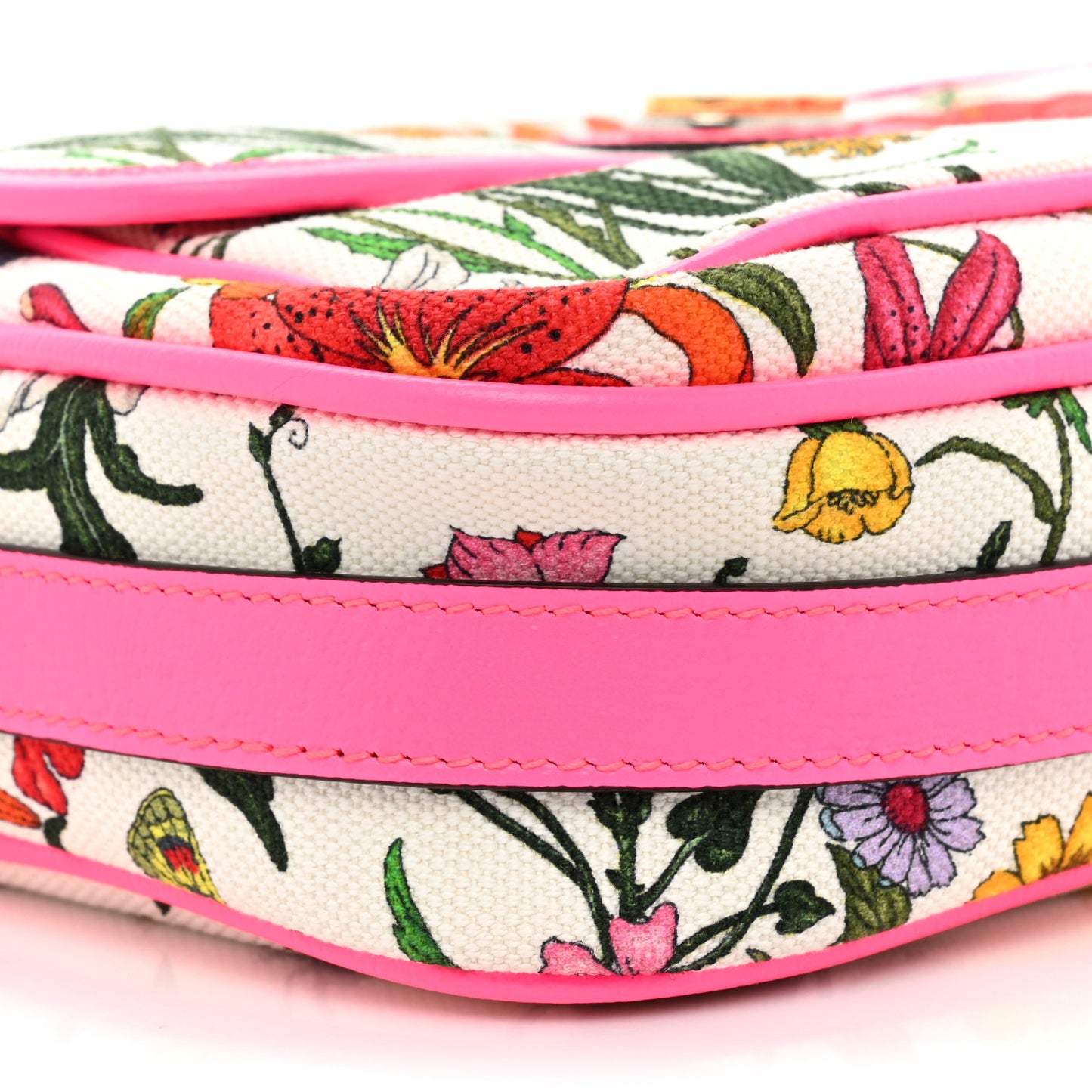 Canvas Flora Floral Shoulder Bag White Fuchsia Fluo