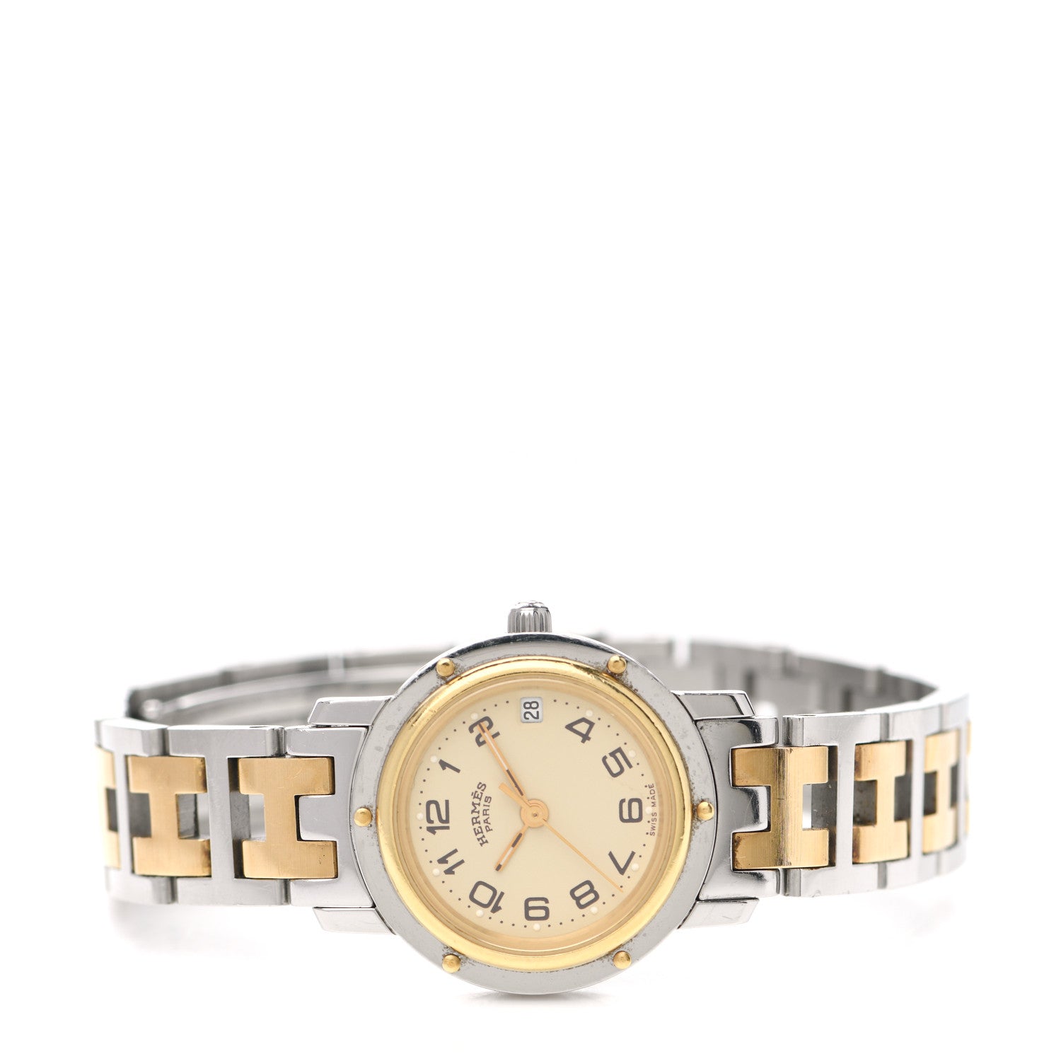 Hermes Stainless Steel 24mm Clipper Quartz Watch Gold 3 of 8