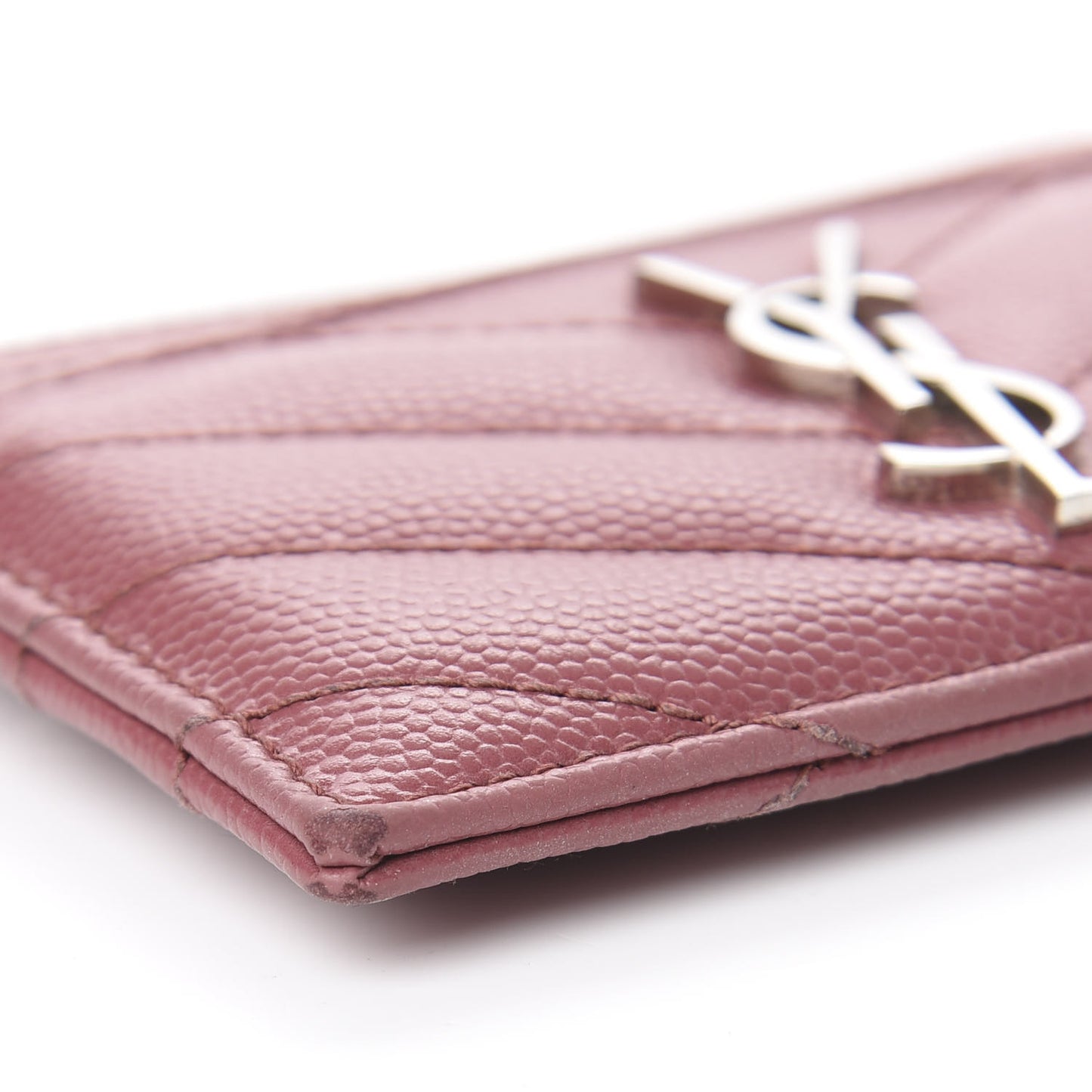 Grain De Poudre Matelasse Chevron Monogram Credit Card Case Mystic Rose