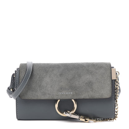 Chloe Suede Calfskin Mini Faye Shoulder Bag Cloudy Blue 1 of 11
