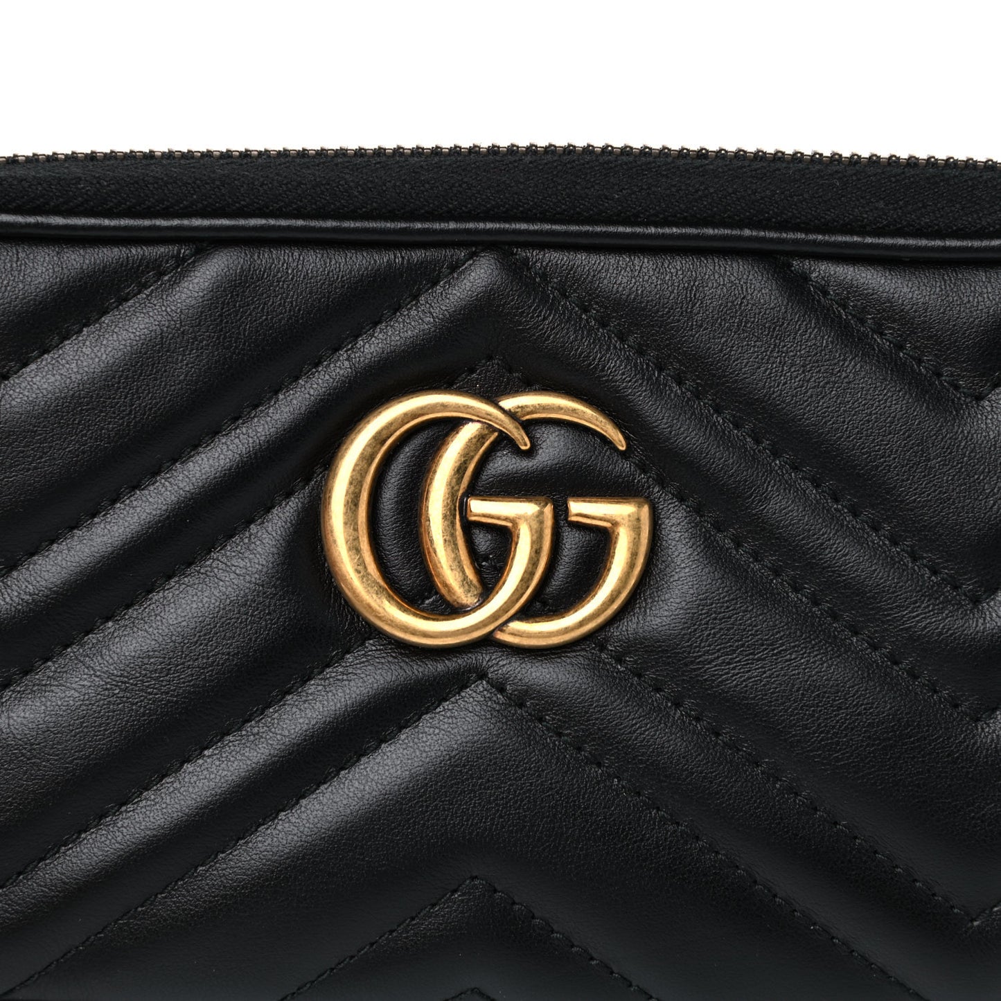 Calfskin Matelasse Mini GG Marmont Chain Crossbody Bag Black