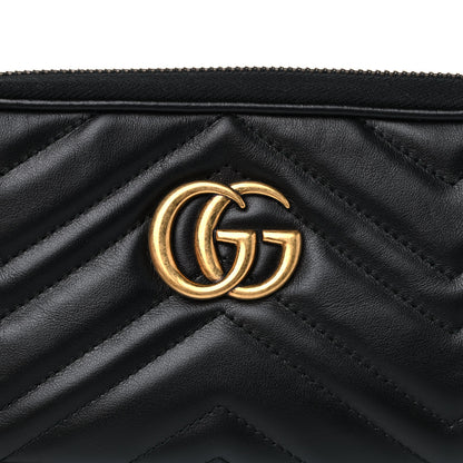 Gucci Calfskin Matelasse Mini GG Marmont Chain Crossbody Bag Black 8 of 11
