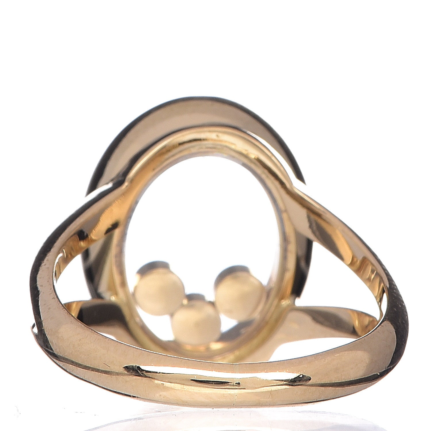 Chopard 18K Yellow Gold Diamond 3 Happy Diamonds Oval Ring 50 5.5 4 of 6