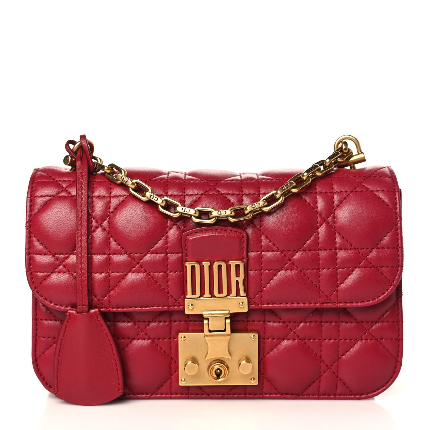 Lambskin Cannage Small Dioraddict Flap Bag Red