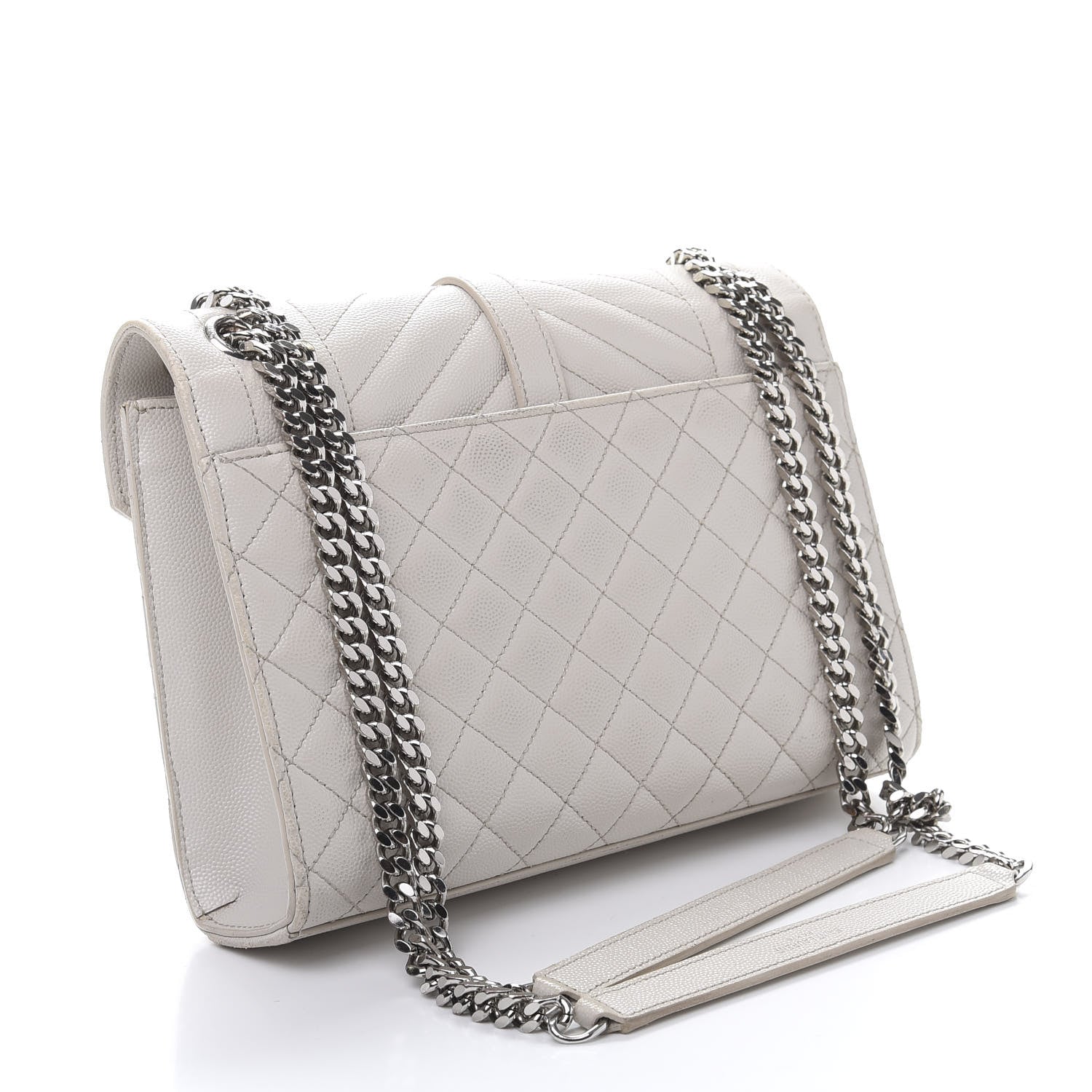 Saint Laurent Grain De Poudre Textured Mixed Matelasse Medium Triquilt Monogram Satchel Porcellana 3 of 13