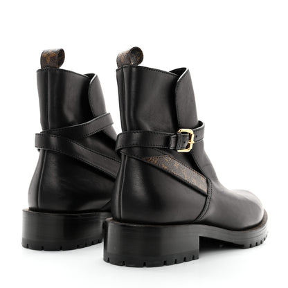 Louis Vuitton Calfskin Monogram Discovery Flat Ankle Boots 38 Black 4 of 10