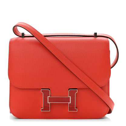 Hermes Evercolor Shiny Alligator Constance 18 Capucine Sanguine 1 of 11