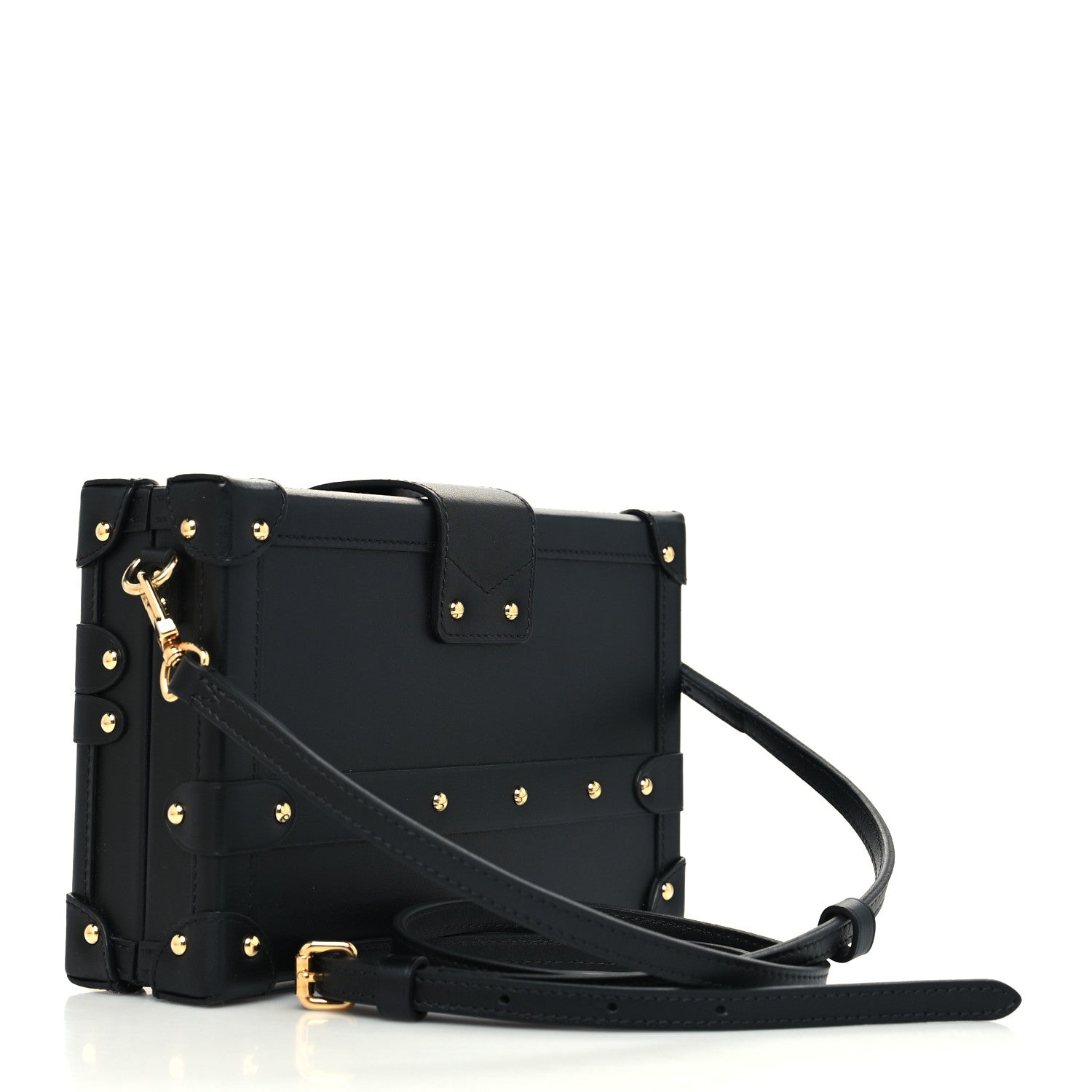 Louis Vuitton Calfskin Metal Monogram Petite Malle Black 3 of 11