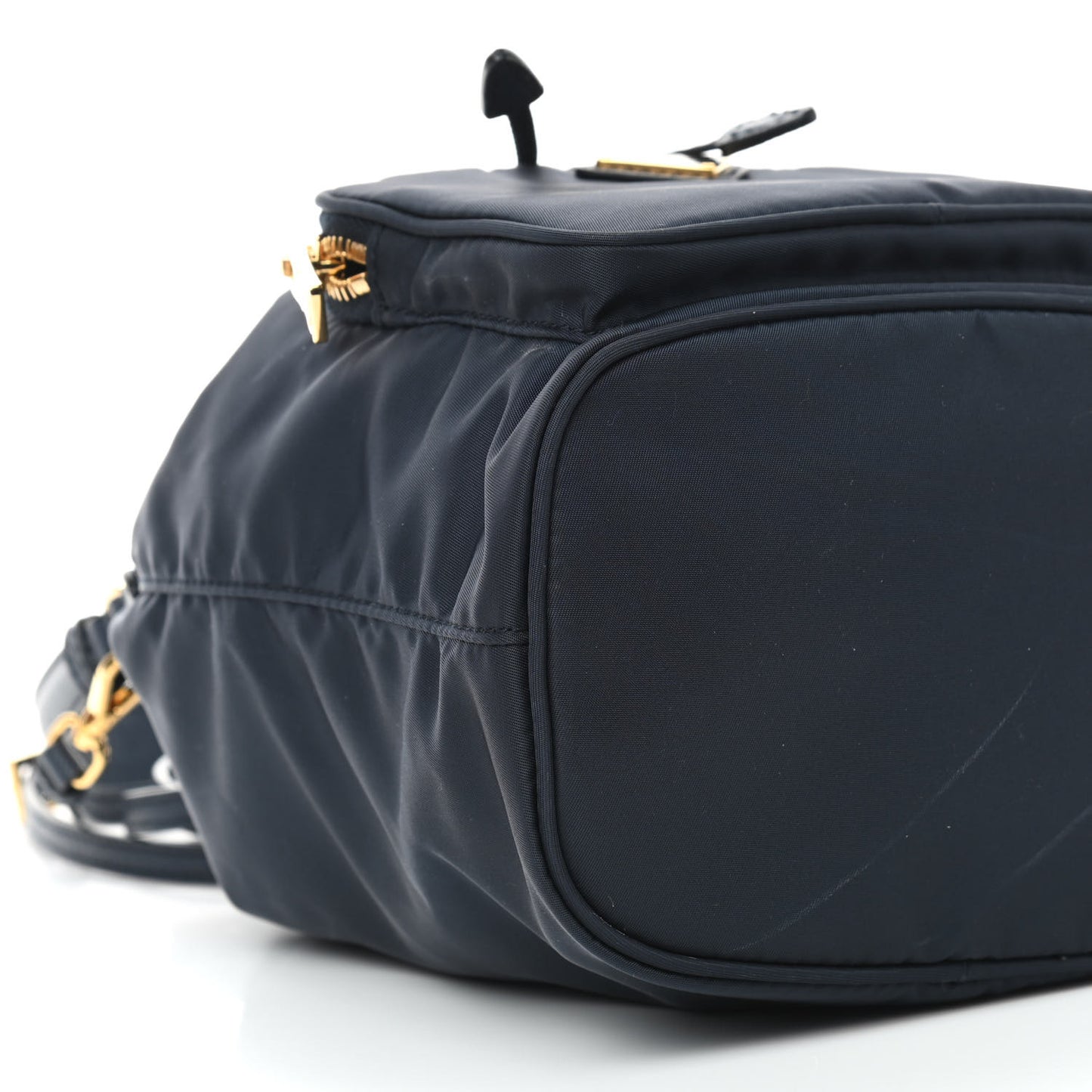 Saffiano Tessuto Nylon Mini Bucket Crossbody Bag Bleu