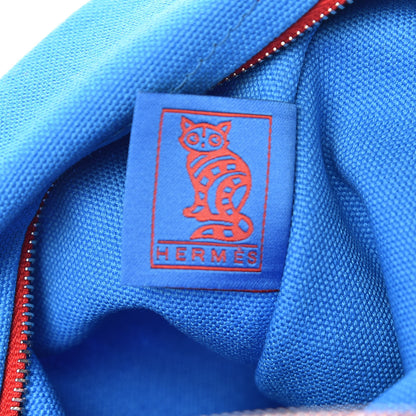 Hermes Cotton Canvas Birdie Mitsou Large Flat Case Azur 9 of 11