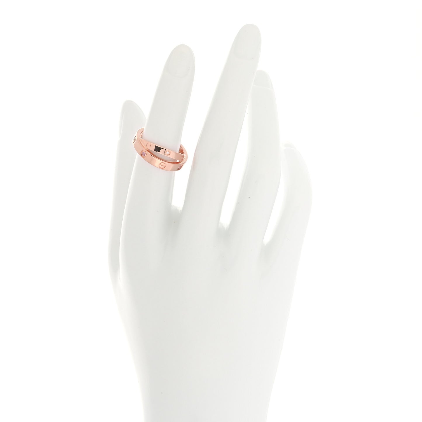 18K Pink Gold Diamond Pink Sapphire LOVE Ring 51/5.75