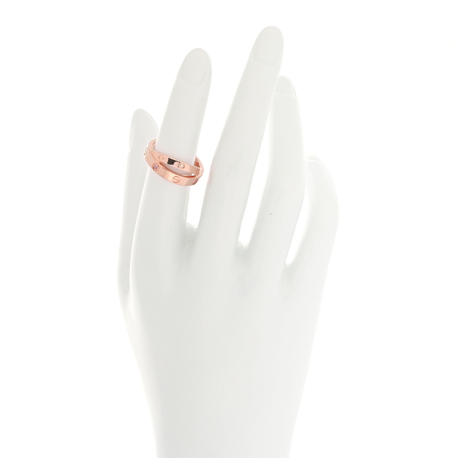 Cartier 18K Pink Gold Diamond Pink Sapphire LOVE Ring 51/5.75 2 of 5