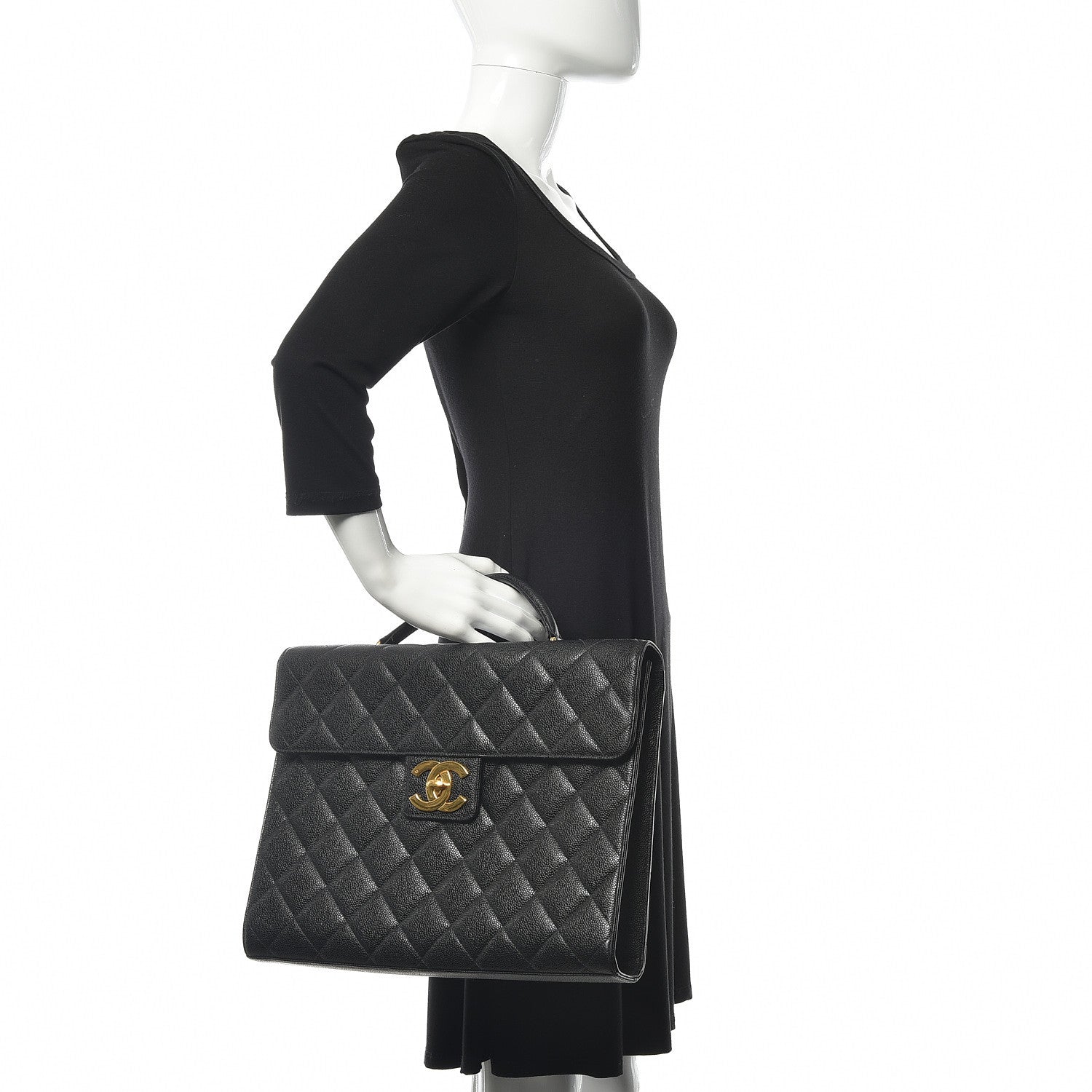 Chanel Caviar Quilted Briefcase Laptop Bag Black 2 of 13