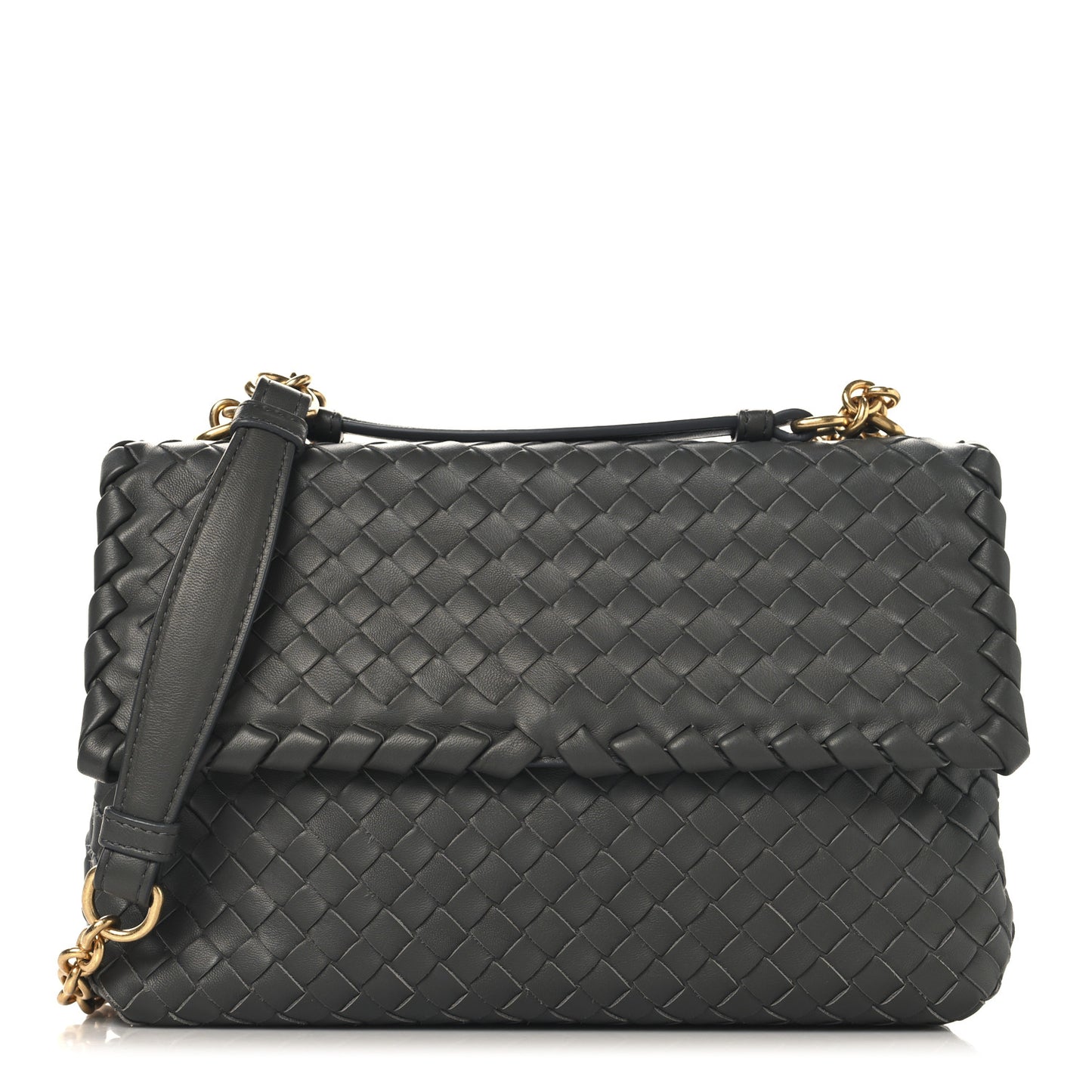 Nappa Intrecciato Small Olimpia Shoulder Bag Steel