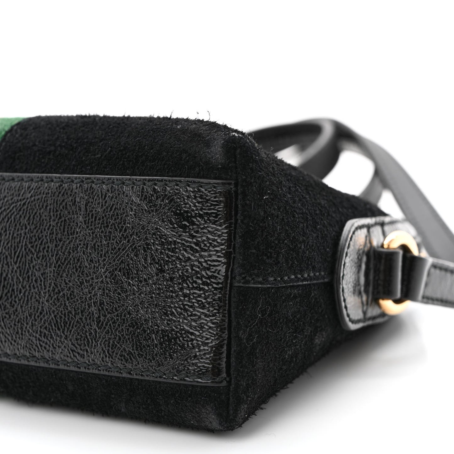 Suede Patent Web GG Small Ophidia Dome Shoulder Bag Black