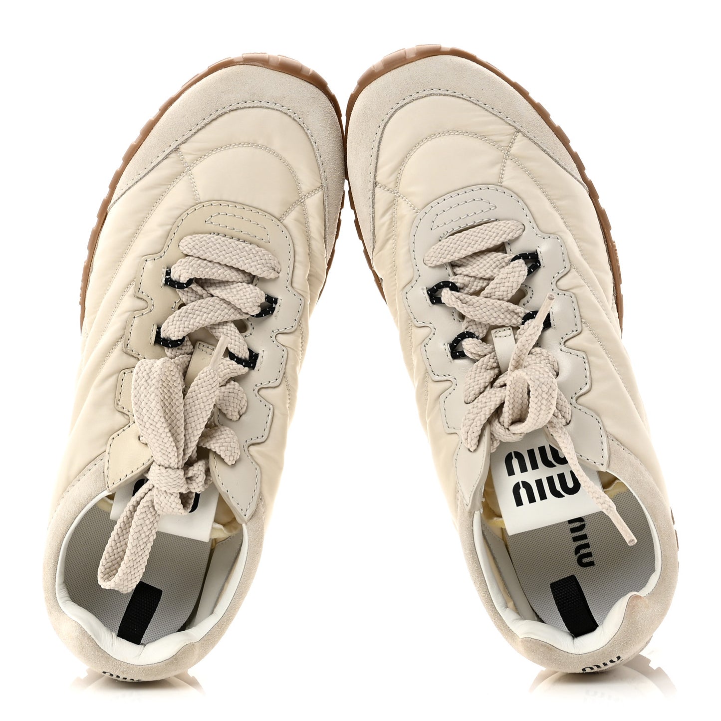 Technical Fabric Suede Womens Tyre Sneakers 40 Ivory