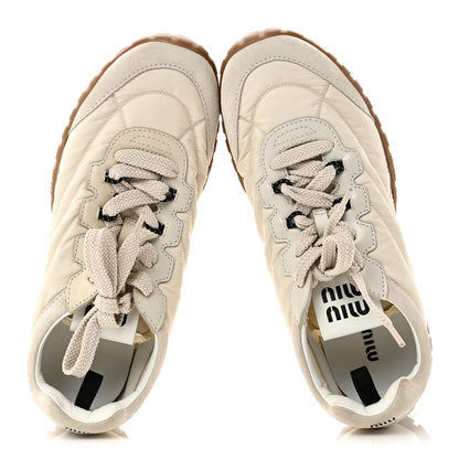 Miu Miu Technical Fabric Suede Womens Tyre Sneakers 40 Ivory 2 of 10