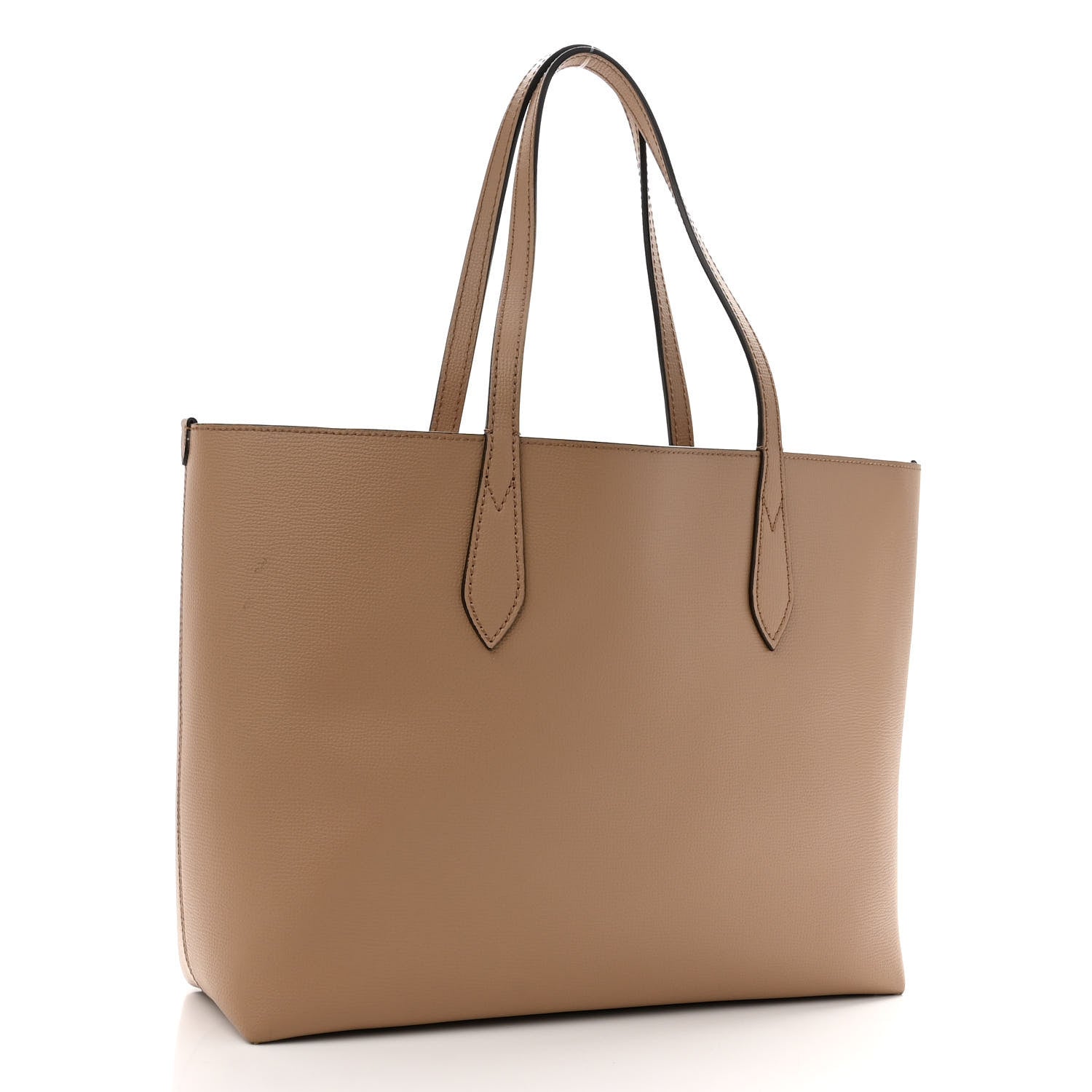 Burberry Grainy Calfskin Haymarket Check Medium Reversible Tote Camel 4 of 18
