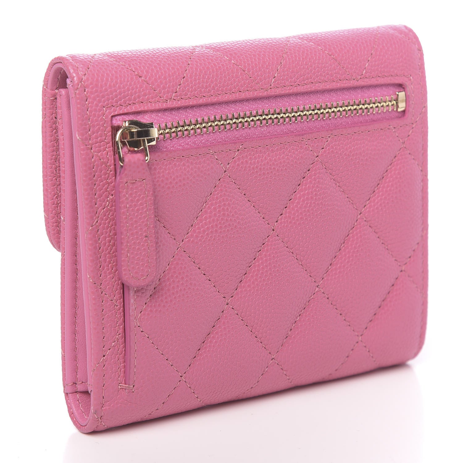 Chanel Caviar Quilted Compact Flap Wallet Pink 3 of 8