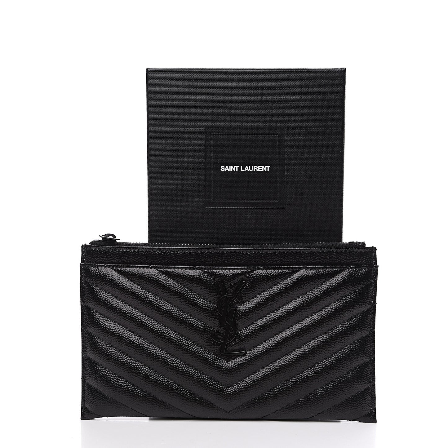 Grain De Poudre Chevron Monogram Bill Pouch Black