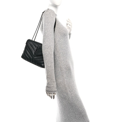 Saint Laurent Calfskin Y Quilted Monogram Monochrome Small Loulou Chain Satchel Black 2 of 12
