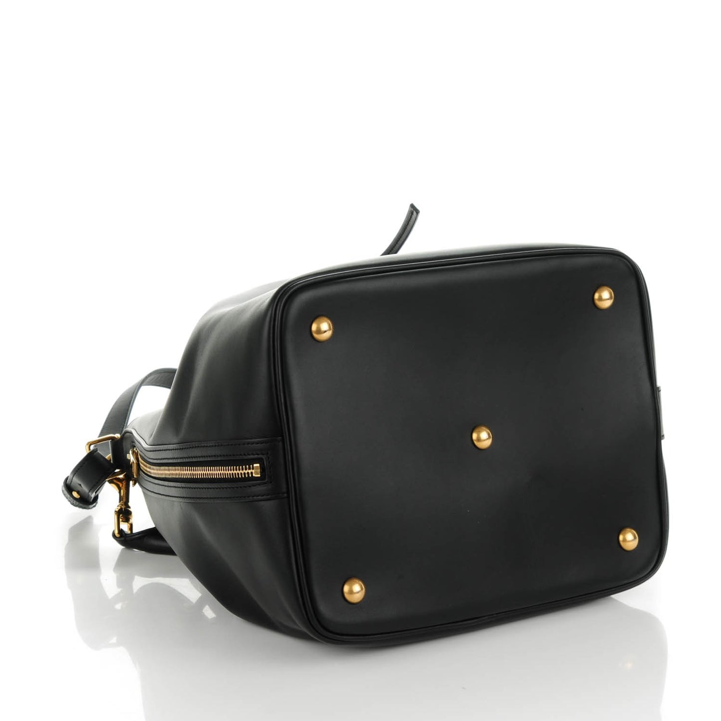 Calfskin Large Emmanuelle Bucket Bag Black