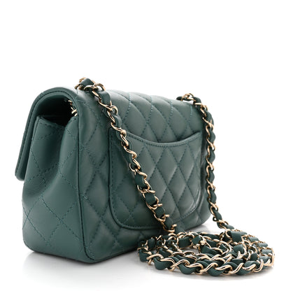 Chanel Lambskin Quilted Mini Rectangular Flap Green 3 of 10