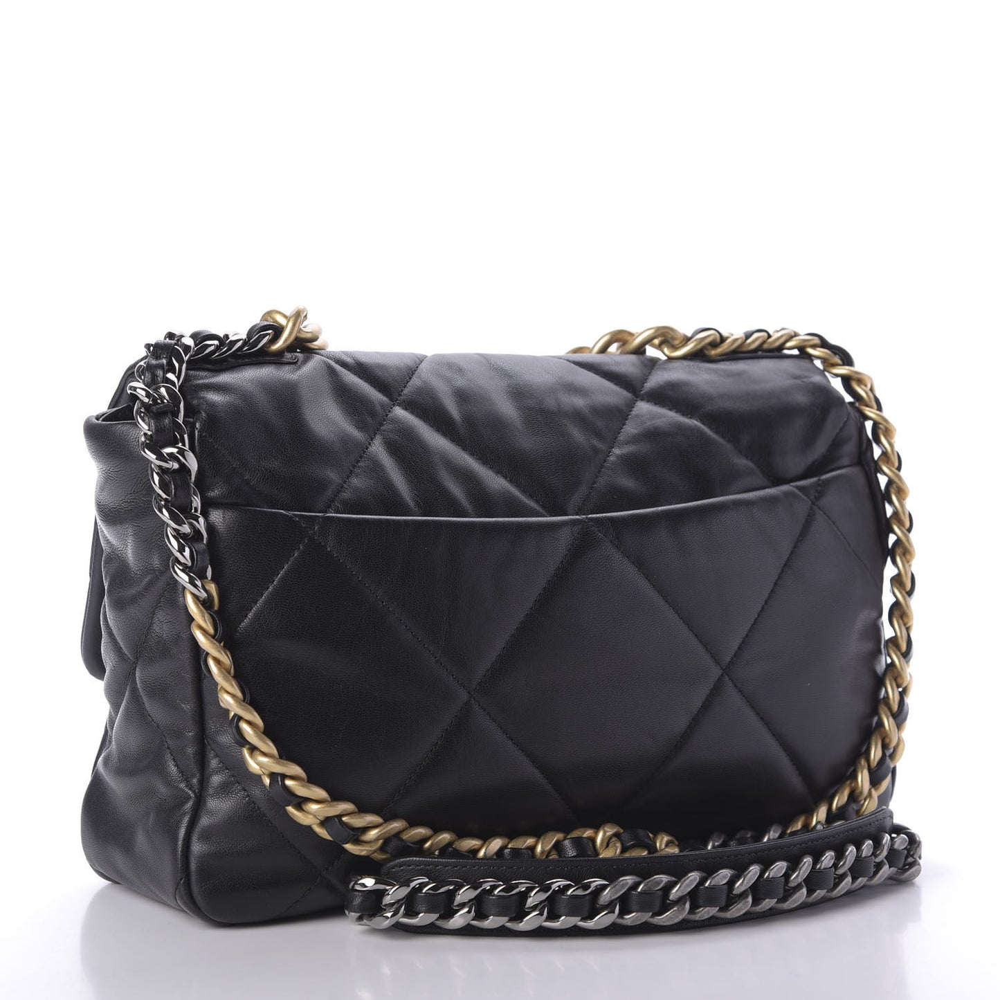 Goatskin Quilted Large 19 Flap Black