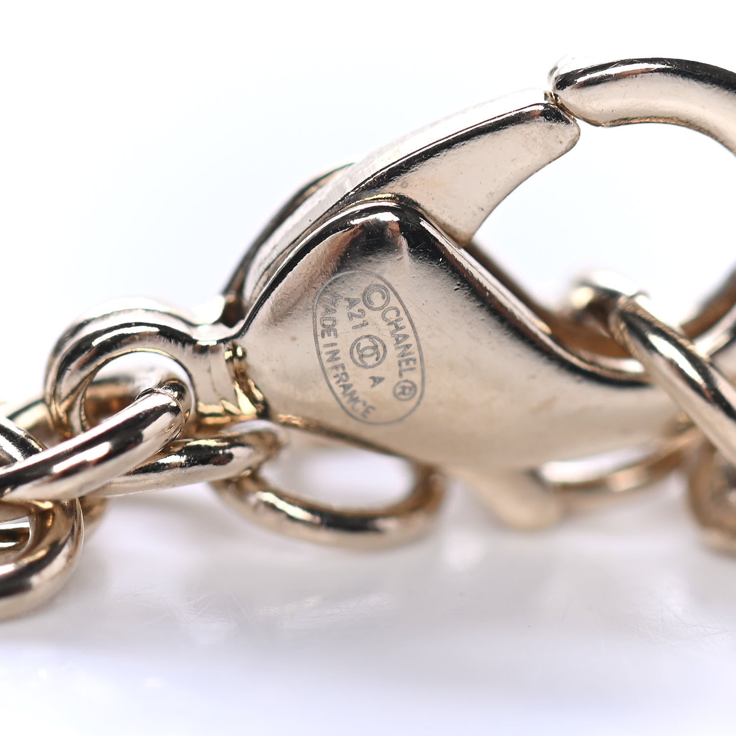 Chanel Pearl Crystal Chain CC Necklace Gold 4 of 4