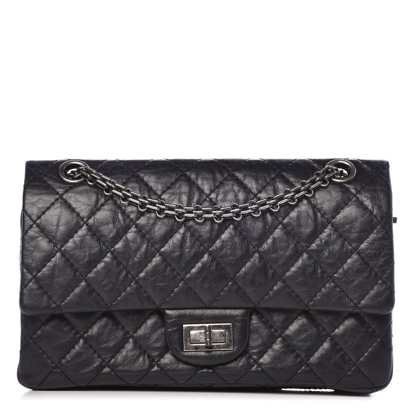 Aged Calfskin Quilted 2.55 Reissue 225 Flap Black