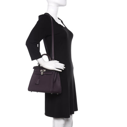 Hermes Togo Matte Alligator Kelly Retourne Touch 28 Raisin Prunoir 2 of 36