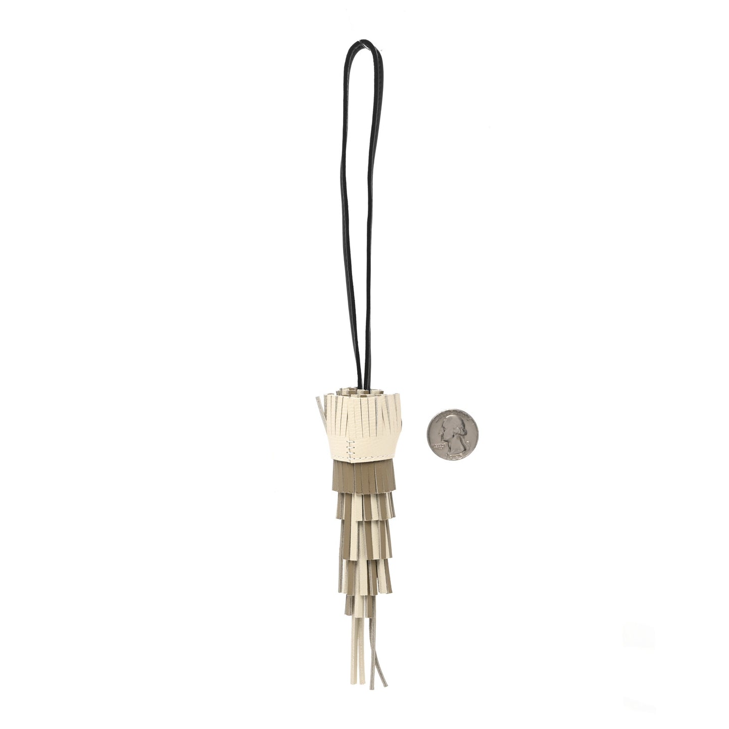 Milo Lambskin Epsom Chouette Bag Charm Beige Marfa Craie Black Nata White