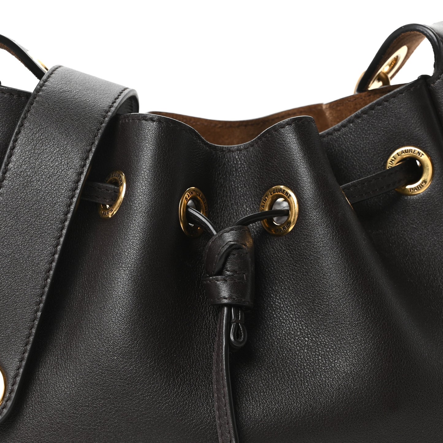 Calfskin Cassandre Supple Bucket Bag  Fondente Dark Cigar