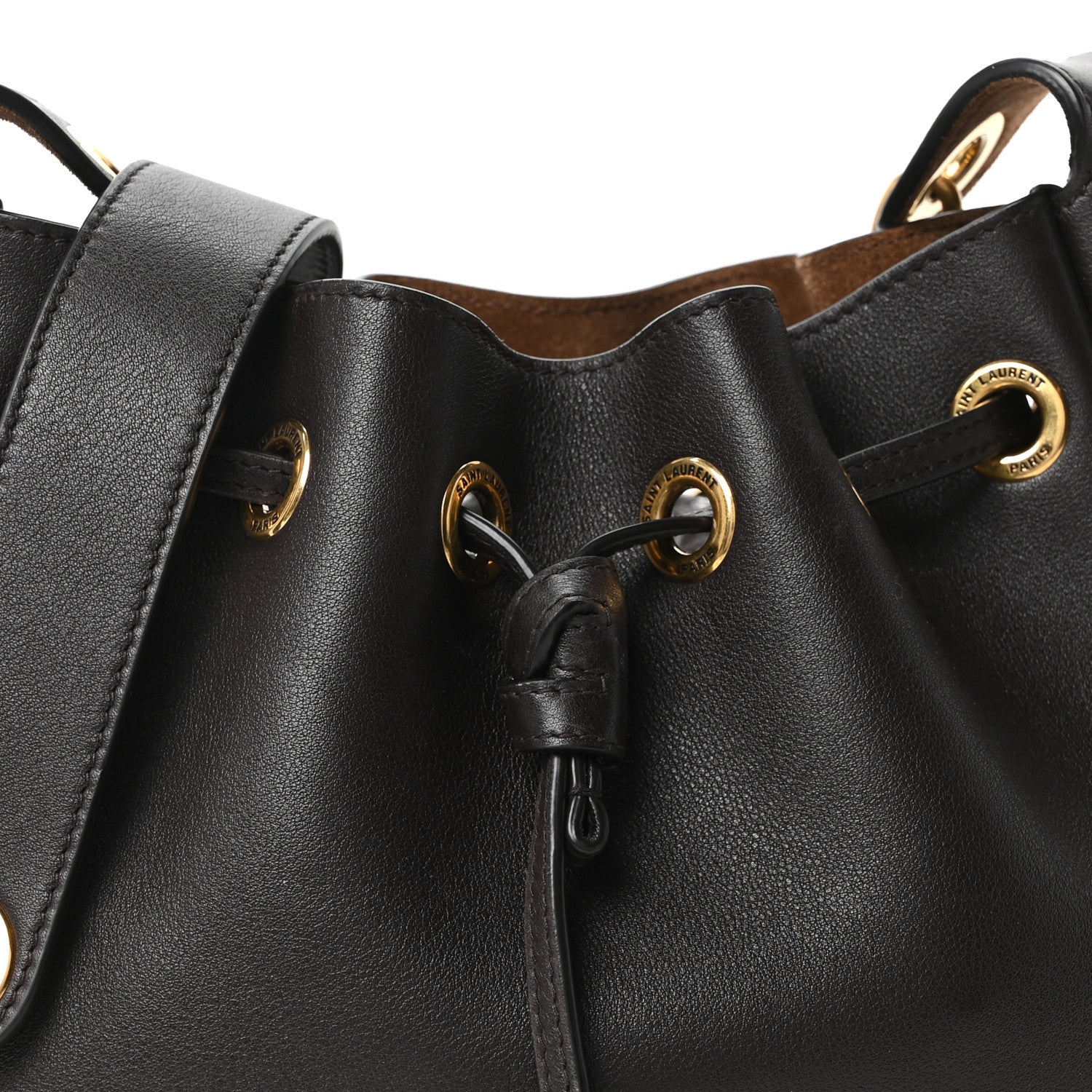 Saint Laurent Calfskin Cassandre Supple Bucket Bag  Fondente Dark Cigar 8 of 10