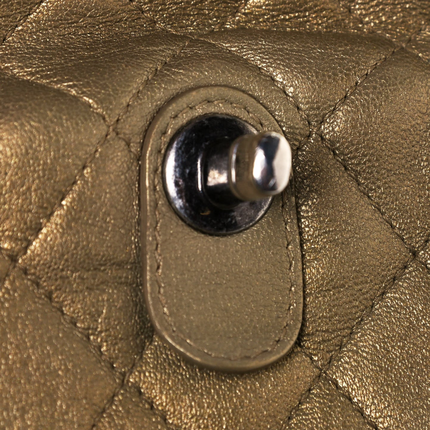 Metallic Lambskin Quilted Drawstring Backpack Gold
